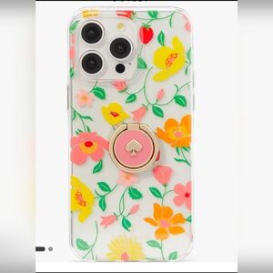 🆕KATE SPADE Strawberry Garden Floral iPhone 15 Pro  Case w/Stability Ring